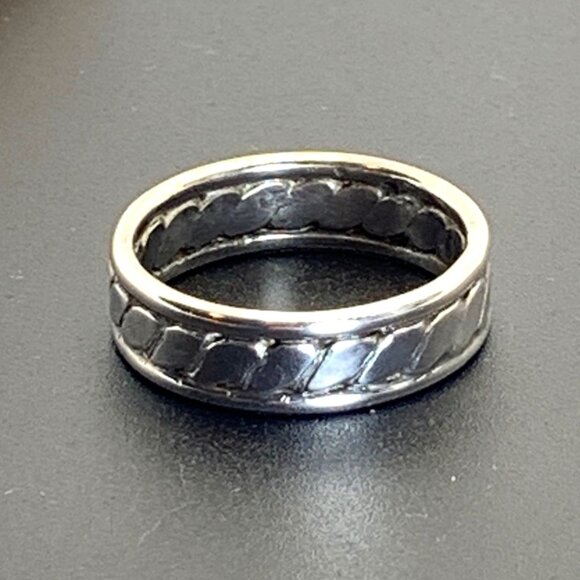 Sterling Silver 925 Handmade Twist Cigar Band Round Wire Borders Size 9.25 - Picture 2 of 7